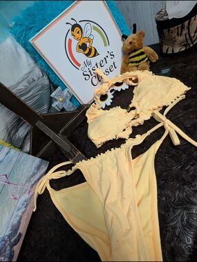 wild fable Yellow Ruffle Two-Piece Bikini Set